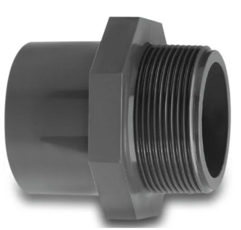  Muhvinippa PVC-U liimattava putken päälle ulkokierre PN10 