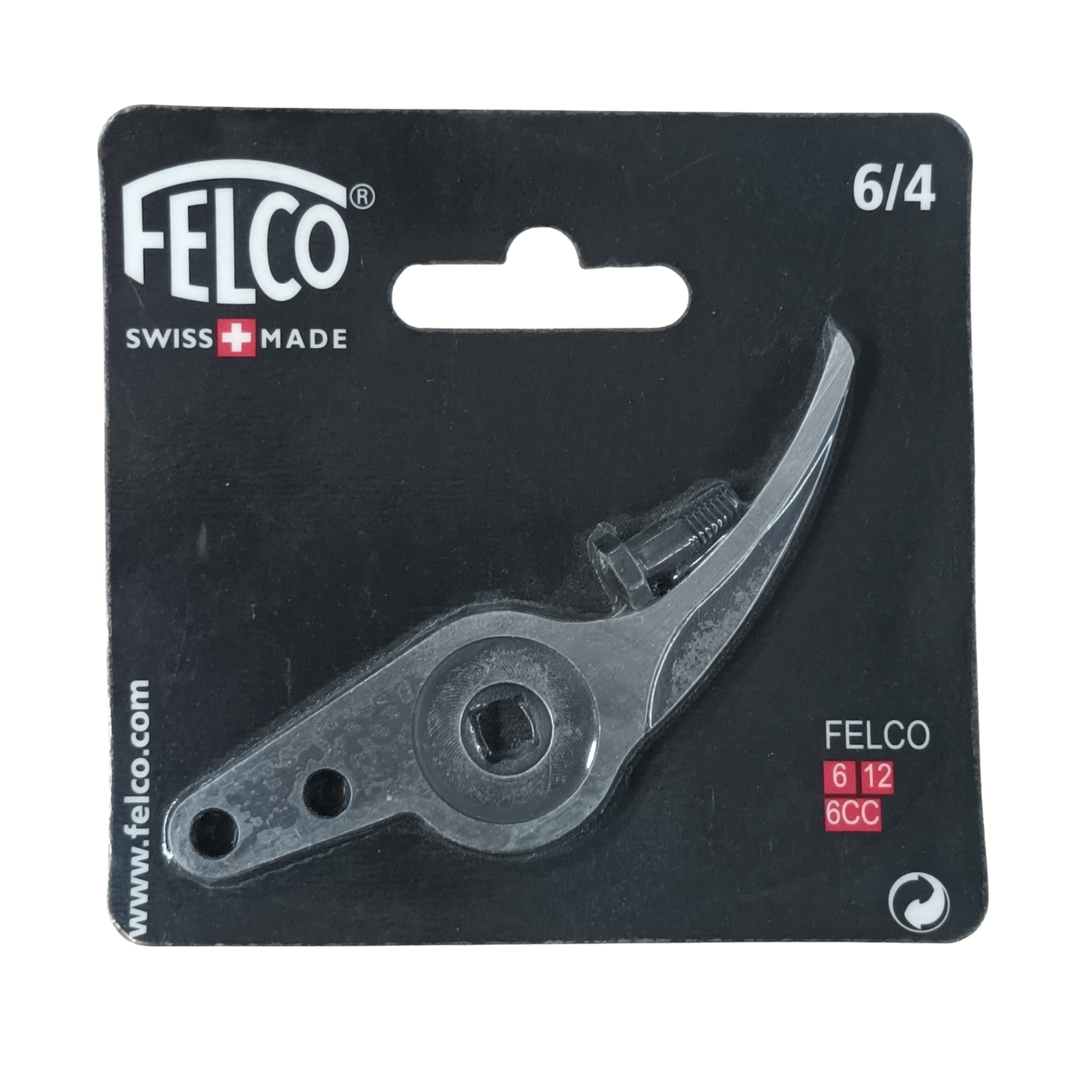  Varaosa vastaterä mustalla taustapahvilla, jonka vasemmassa ylänurkassa Felcon logo valkoisella tekstillä. 