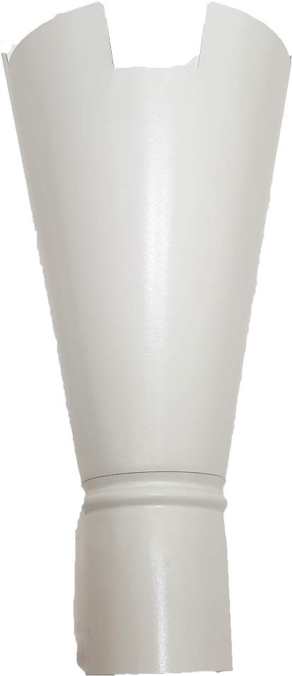  Valkoinen suppilomainen osa viemäriputken liittämiseen 