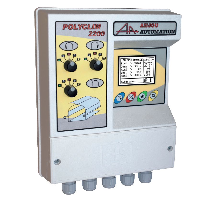  POLYCLIM 2200 tuuletuksen ja ovien ohjaukseen 3:lle mottoorille lämpötilasensorilla 