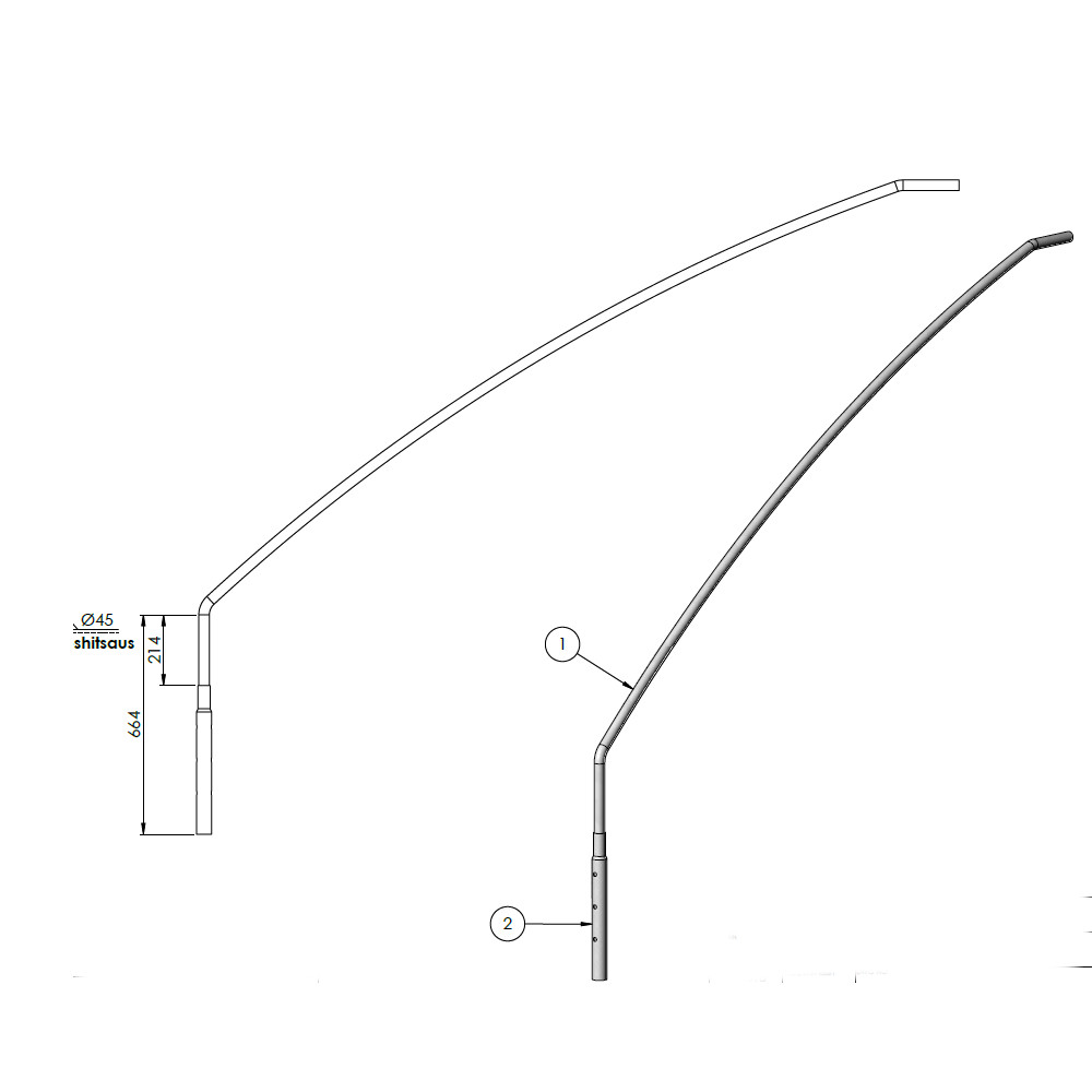  Tekninen piirros kattokaaren puolikkaasta 