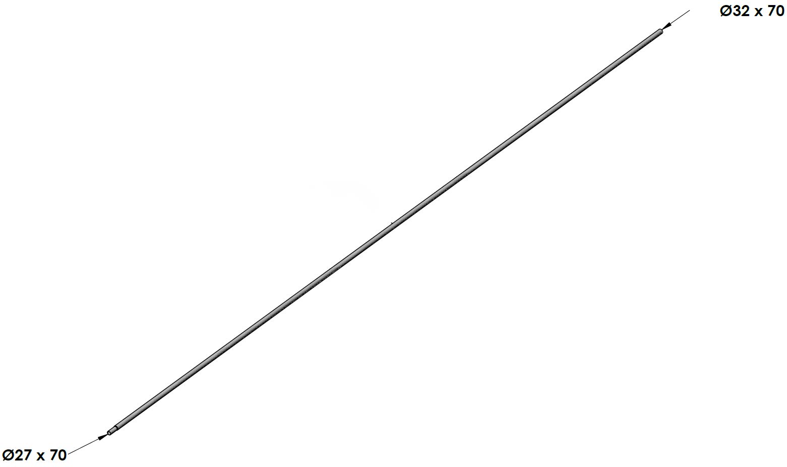  Vaakaputki ALZ 32 mm x 6000 mm toinen pää supistettu  